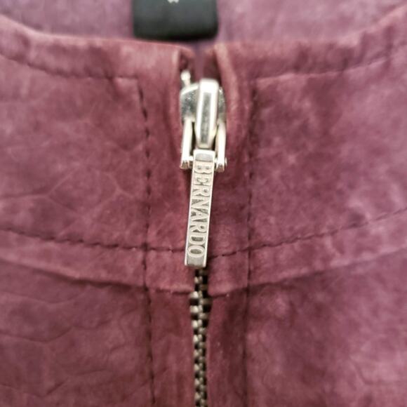Bernardo Leather Jacket Amethyst Casual Crop Suede Long Sleeve - M - Picture 4 of 7